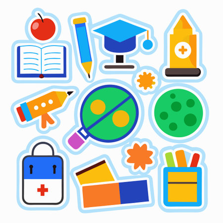 Colorful Stickers for Back to School or Education.のイラスト素材