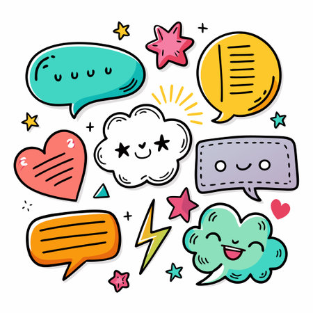 Set of cute speech bubbles and stars.のイラスト素材