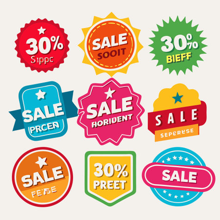 Colorful Sale Badges with Star and Percentage Discounts.