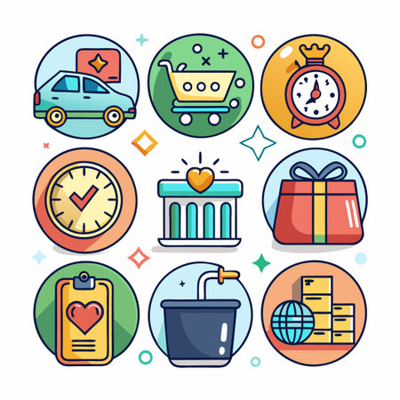 Colorful icons set for business, finance, shipping and more.のイラスト素材