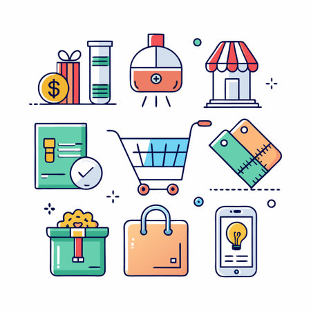 Online Shopping with Gift, Delivery, and Mobile App.のイラスト素材