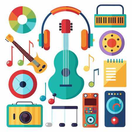 Flat design music icons set.のイラスト素材