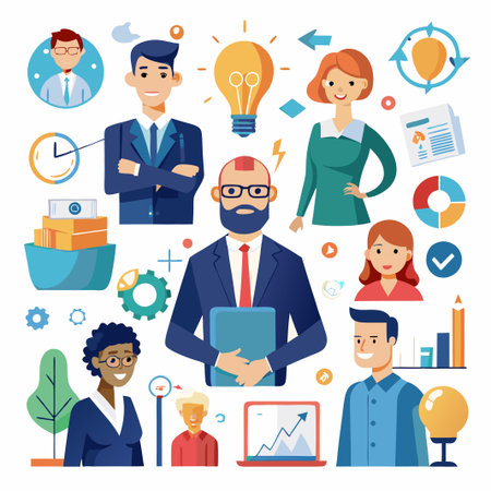 Diverse team of businesspeople collaborating on a project, brainstorming and discussing ideas.