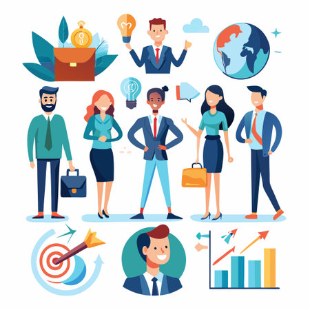 Diverse Business Team Working Together to Achieve Goals.のイラスト素材