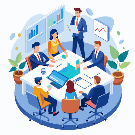 Business team meeting around a table.のイラスト素材