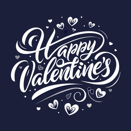 Hand drawn typography design with the text "Happy Valentine's" and hearts.のイラスト素材