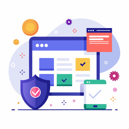 Secure Website and Smartphone with Check Marks.のイラスト素材