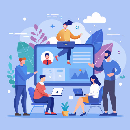 Team of people working together on a project.のイラスト素材