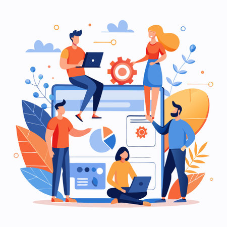 Team of diverse people working on a project.のイラスト素材