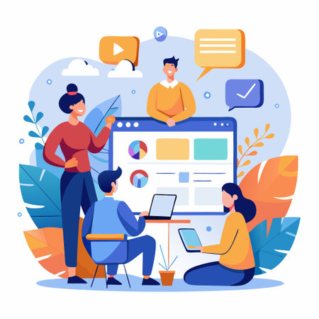 Business team working together on a project.のイラスト素材