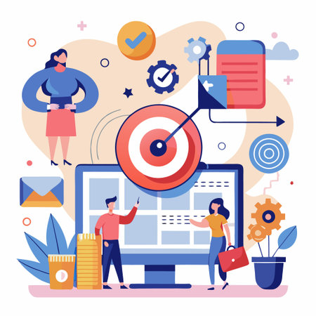 Business team working together to reach a target goal.のイラスト素材