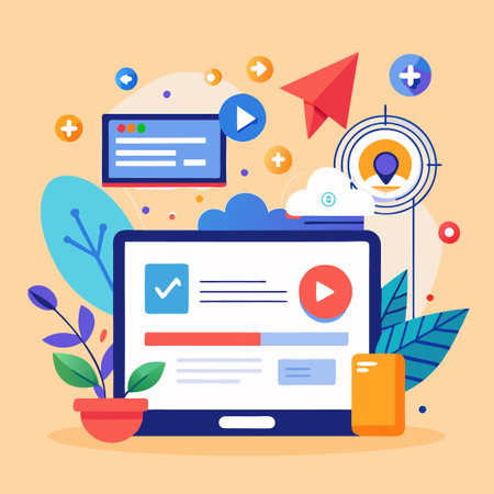 Laptop with a modern design and a flat style.のイラスト素材