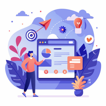 Person Presenting Data Analysis on Computer Screen.のイラスト素材