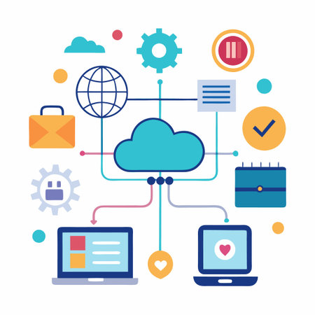 Cloud Computing Connection with Laptop and Tablet Devices.のイラスト素材