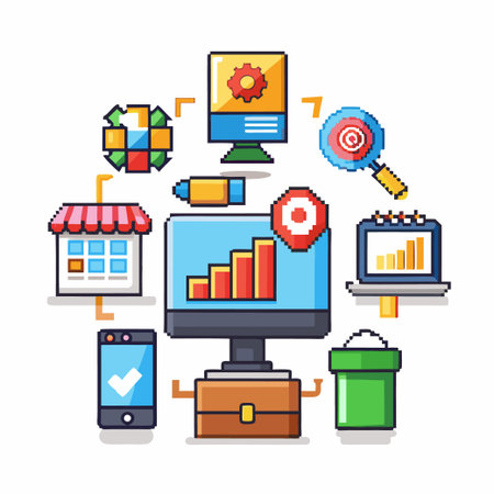 marketing pixel art perfect for design asset element Vectorのイラスト素材