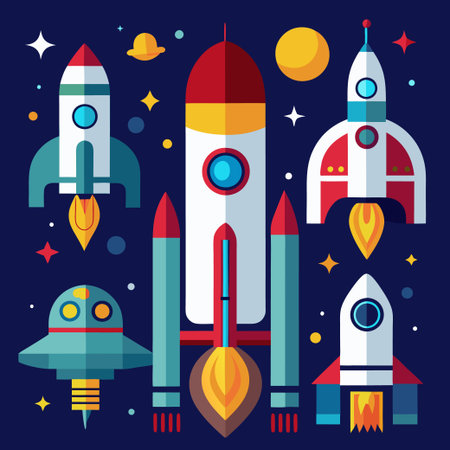 Rocket icon Flat style rocket icon set Stock vector