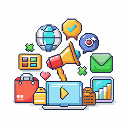 marketing pixel art perfect for design asset element Vectorのイラスト素材