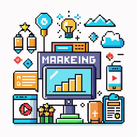 marketing pixel art perfect for design asset element Vectorのイラスト素材