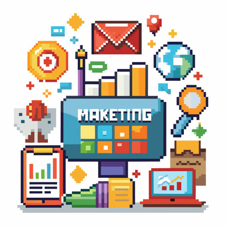 marketing pixel art perfect for design asset element Vectorのイラスト素材