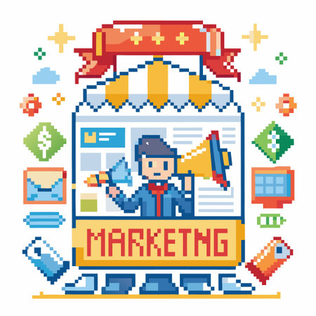 marketing pixel art perfect for design asset element Vectorのイラスト素材