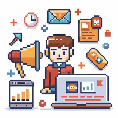 marketing pixel art perfect for design asset element Vectorのイラスト素材