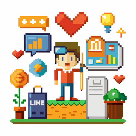 marketing pixel art perfect for design asset element Vector