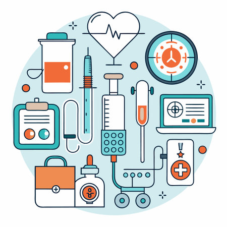 Medical diagnostic equipment related icons vector icon setのイラスト素材