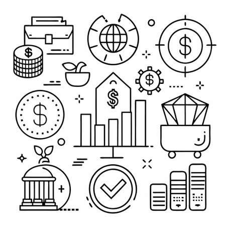 Simple Set of Tax Related Vector Illustrationのイラスト素材