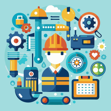 Construction icon set with editable stroke. Building and constructionのイラスト素材