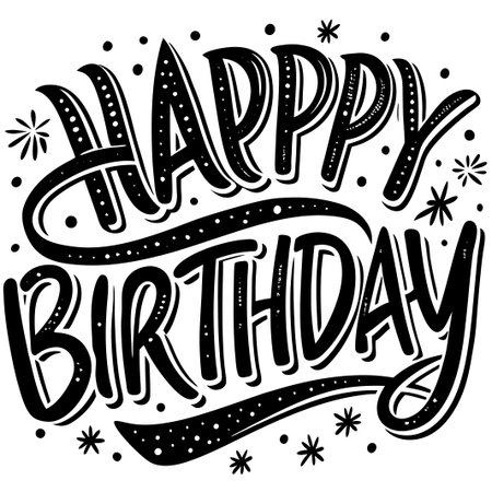 Collection of text lettering Happy Birthday. Hand drawn vector art.のイラスト素材