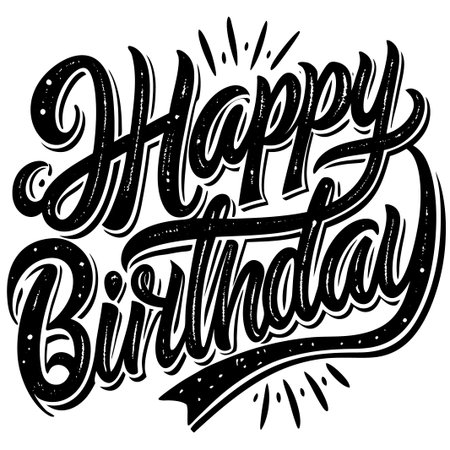 Collection of text lettering Happy Birthday. Hand drawn vector art.のイラスト素材