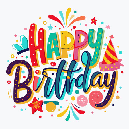Collection of text lettering Happy Birthday. Hand drawn vector art.のイラスト素材