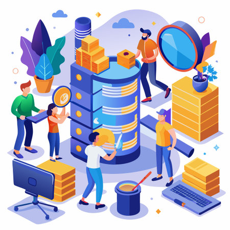 serch for files. File browser, document management app. Searching image and video contentのイラスト素材