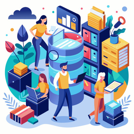 serch for files. File browser, document management app. Searching image and video contentのイラスト素材