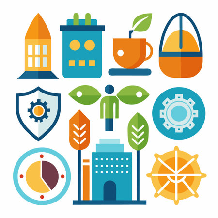 Management icon set. Business and management collectionのイラスト素材