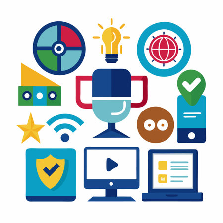 Management icon set. Business and management collectionのイラスト素材