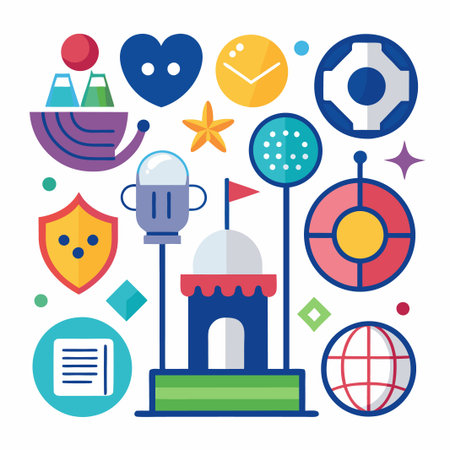 Management icon set. Business and management collectionのイラスト素材