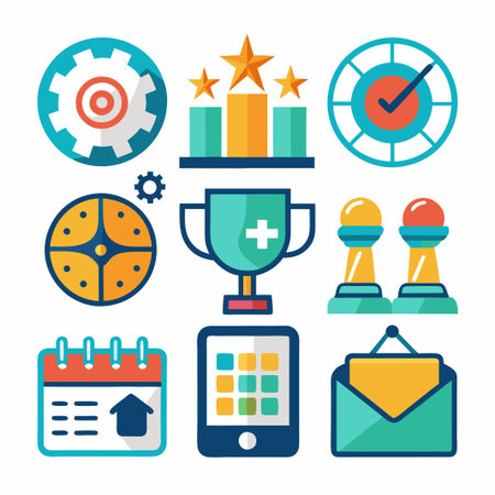 Management icon set. Business and management collectionのイラスト素材