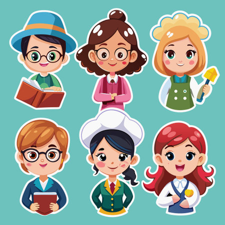 Cute cartoon girls with different professions.のイラスト素材