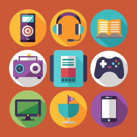 Set of flat icons for multimedia.のイラスト素材