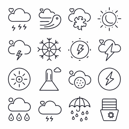 Set of weather icons in line style.のイラスト素材