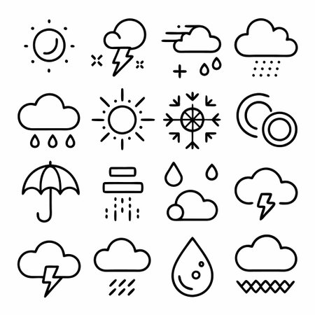 Set of 16 weather icons.のイラスト素材