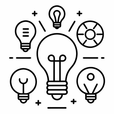 Light bulb surrounded by other light bulbs and a target.のイラスト素材