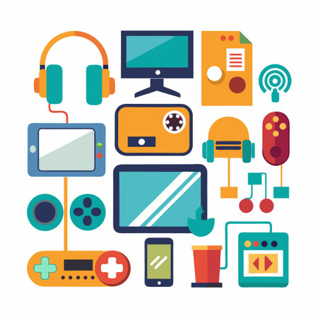 Flat design icons for electronics, technology and gadgets.のイラスト素材