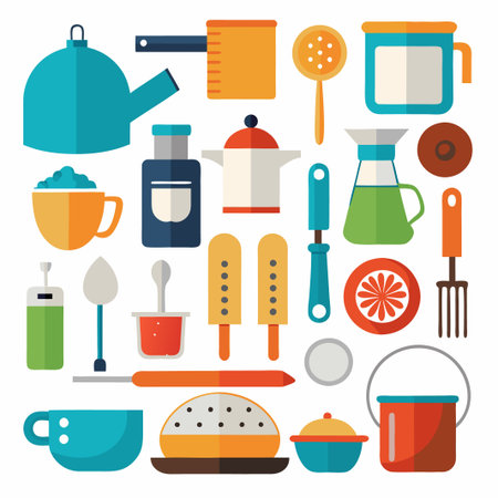 Flat icons set for kitchen.のイラスト素材