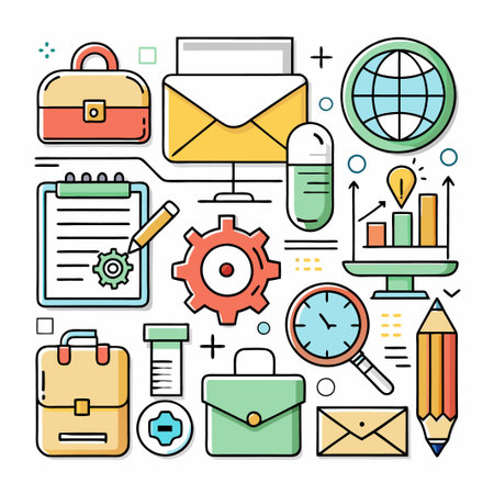 Business and Finance concept illustration with icons.のイラスト素材