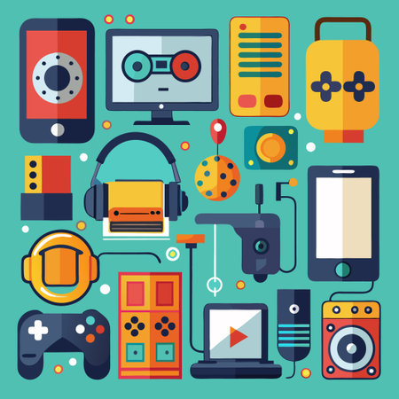Flat Design of Various Electronic Gadgets.