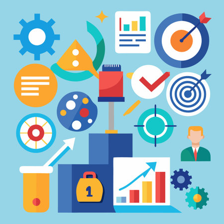 Flat design icons of success, growth, and achievement.のイラスト素材