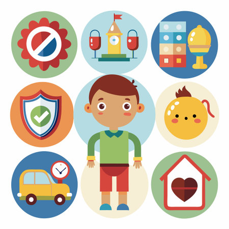 Colorful set of icons for children.のイラスト素材