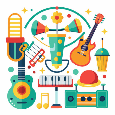 Colorful music and leisure flat icons set.のイラスト素材